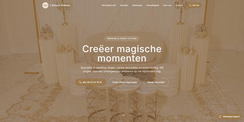 Website van L'Amour Events